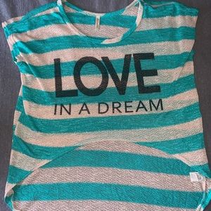 aqua blue and white stripped shirt